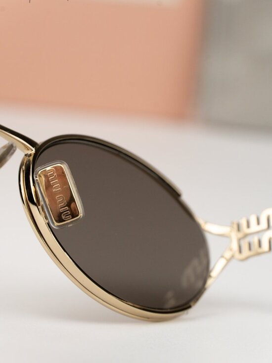 Miu Miu Women Sunglasses LOGO Pale Gold Grey Oval MU52YS ZVN80Q NEW AUTHENTIC main image 4